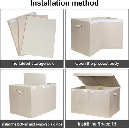 122L Large Toy Box Chest Storage with Lid, Collapsible Kid Toy Storage