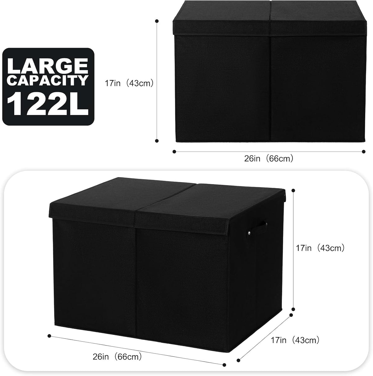 122L Large Toy Box Chest Storage with Lid, Collapsible Kid Toy Storage