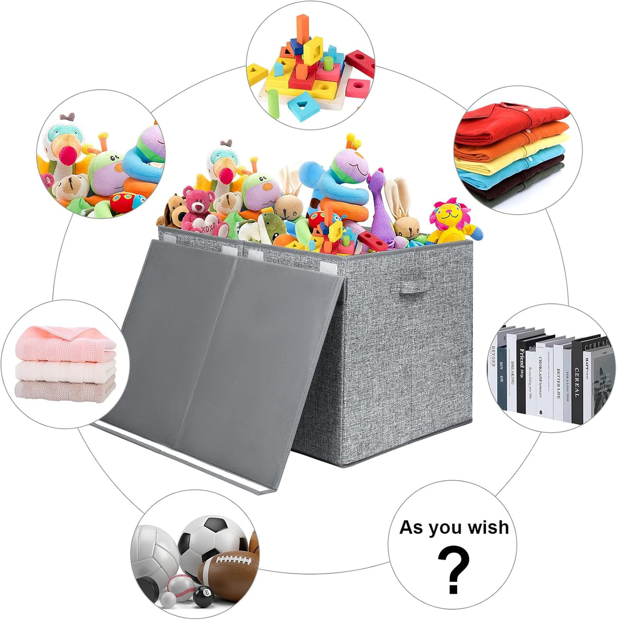 122L Large Toy Box Chest Storage with Lid, Collapsible Kid Toy Storage