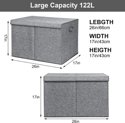 122L Large Toy Box Chest Storage with Lid, Collapsible Kid Toy Storage