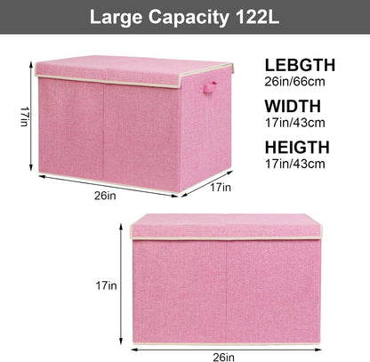 122L Large Toy Box Chest Storage with Lid, Collapsible Kid Toy Storage