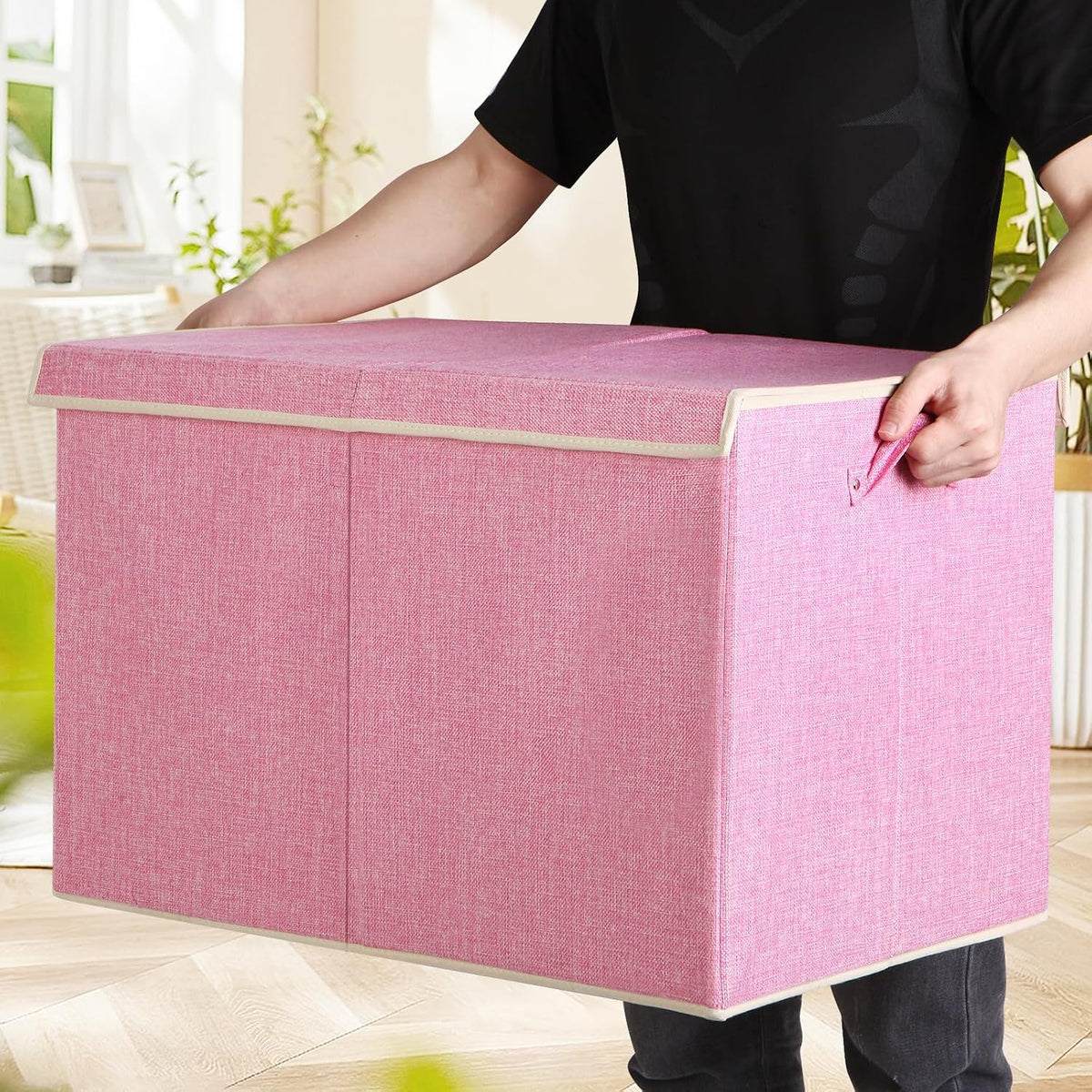 122L Large Toy Box Chest Storage with Lid, Collapsible Kid Toy Storage