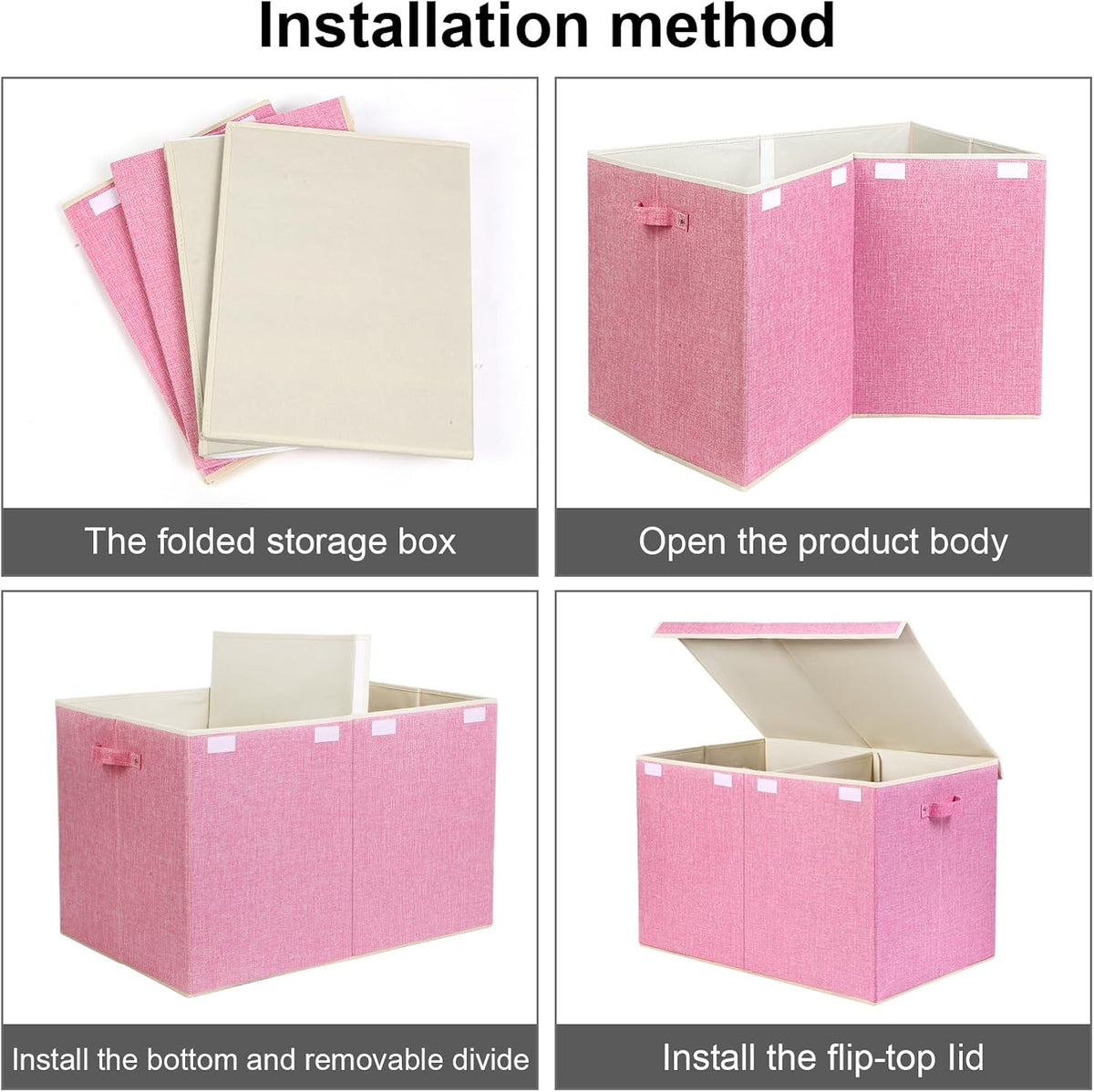 122L Large Toy Box Chest Storage with Lid, Collapsible Kid Toy Storage
