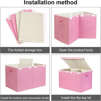 122L Large Toy Box Chest Storage with Lid, Collapsible Kid Toy Storage