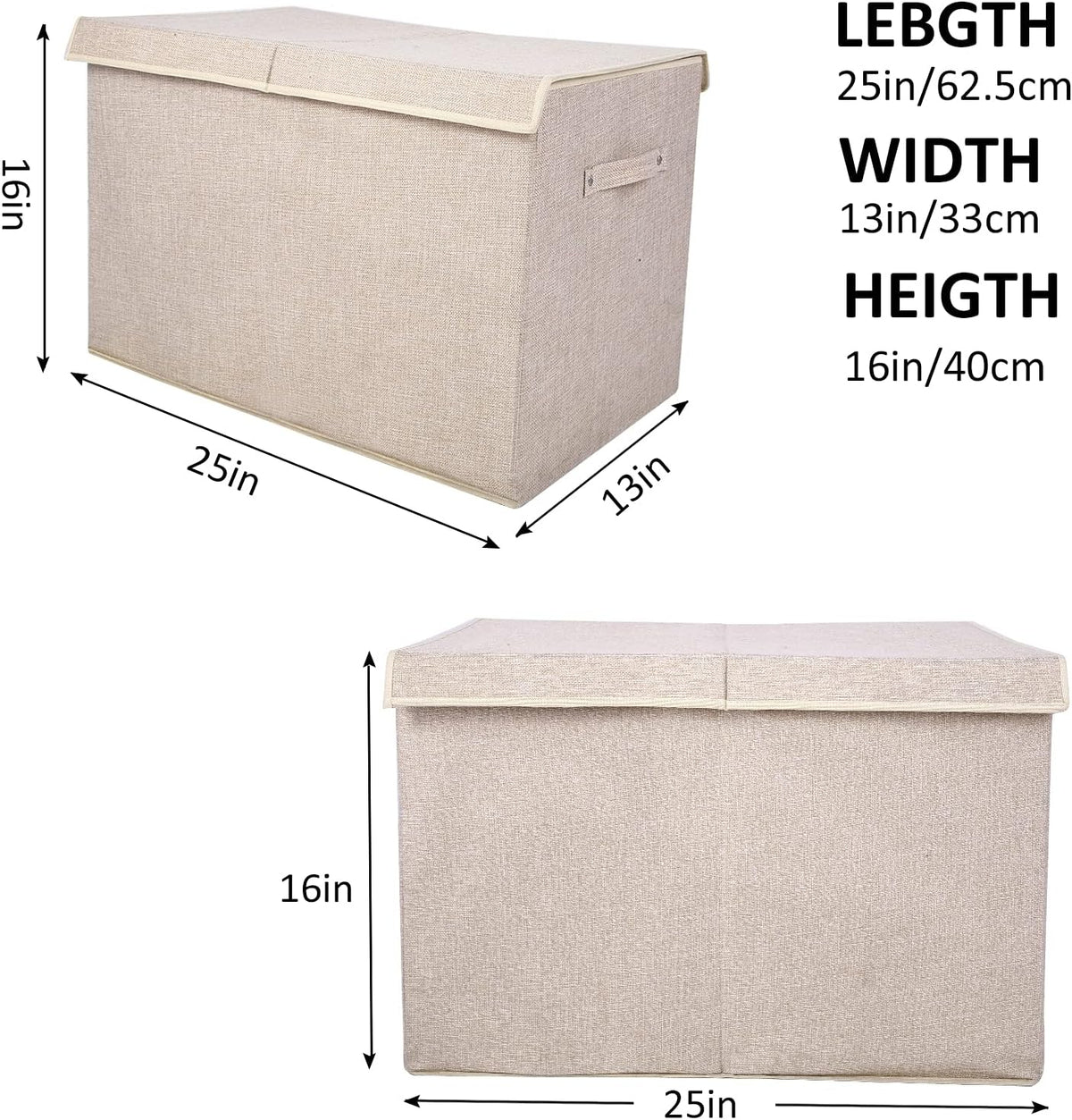 122L Large Toy Box Chest Storage with Lid, Collapsible Kid Toy Storage