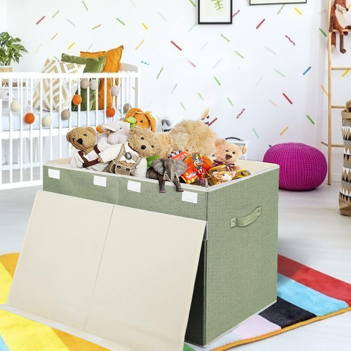 122L Large Toy Box Chest Storage with Lid, Collapsible Kid Toy Storage