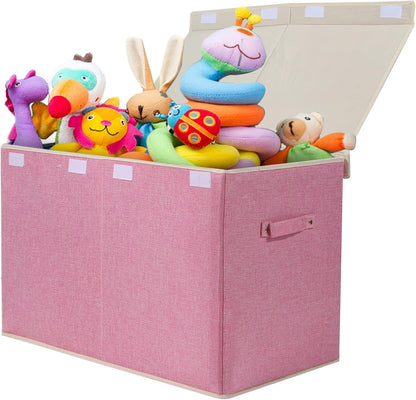 122L Large Toy Box Chest Storage with Lid, Collapsible Kid Toy Storage