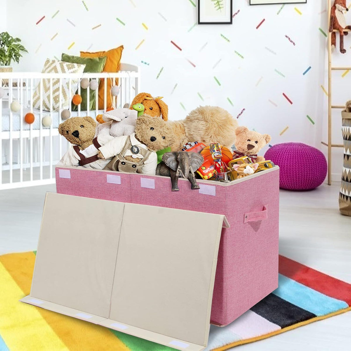 122L Large Toy Box Chest Storage with Lid, Collapsible Kid Toy Storage