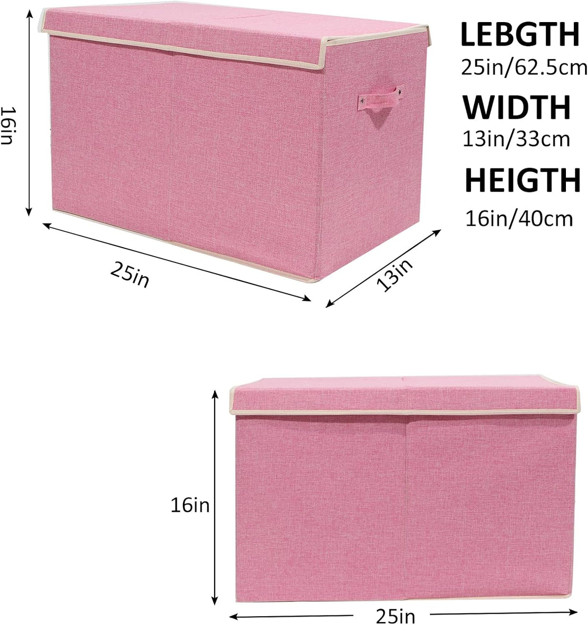 122L Large Toy Box Chest Storage with Lid, Collapsible Kid Toy Storage