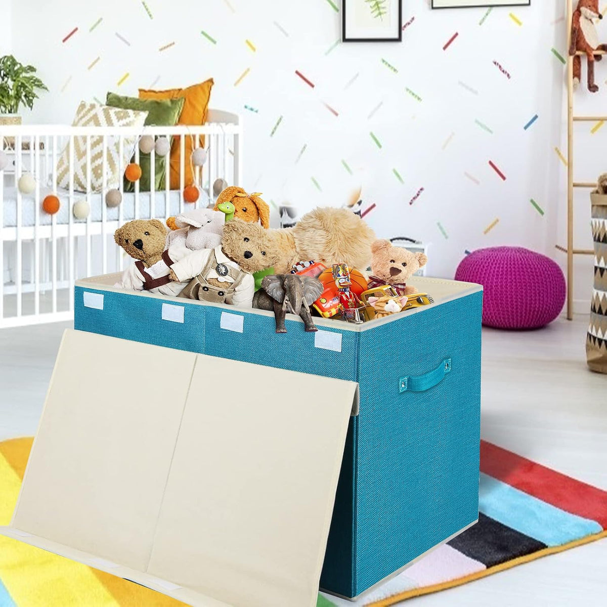 122L Large Toy Box Chest Storage with Lid, Collapsible Kid Toy Storage