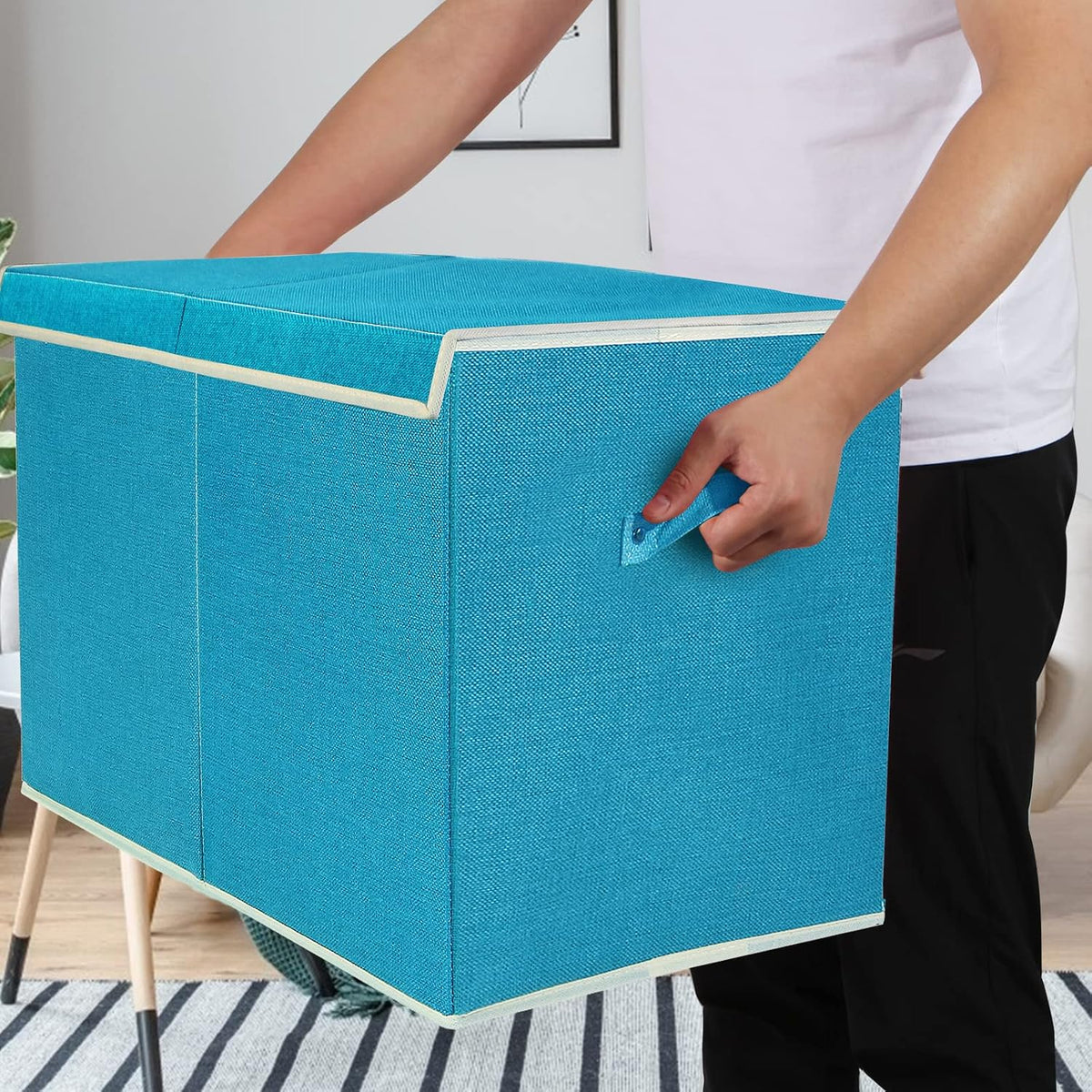 122L Large Toy Box Chest Storage with Lid, Collapsible Kid Toy Storage