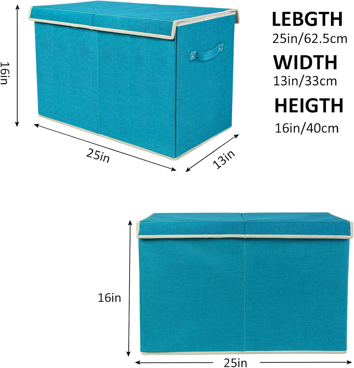 122L Large Toy Box Chest Storage with Lid, Collapsible Kid Toy Storage