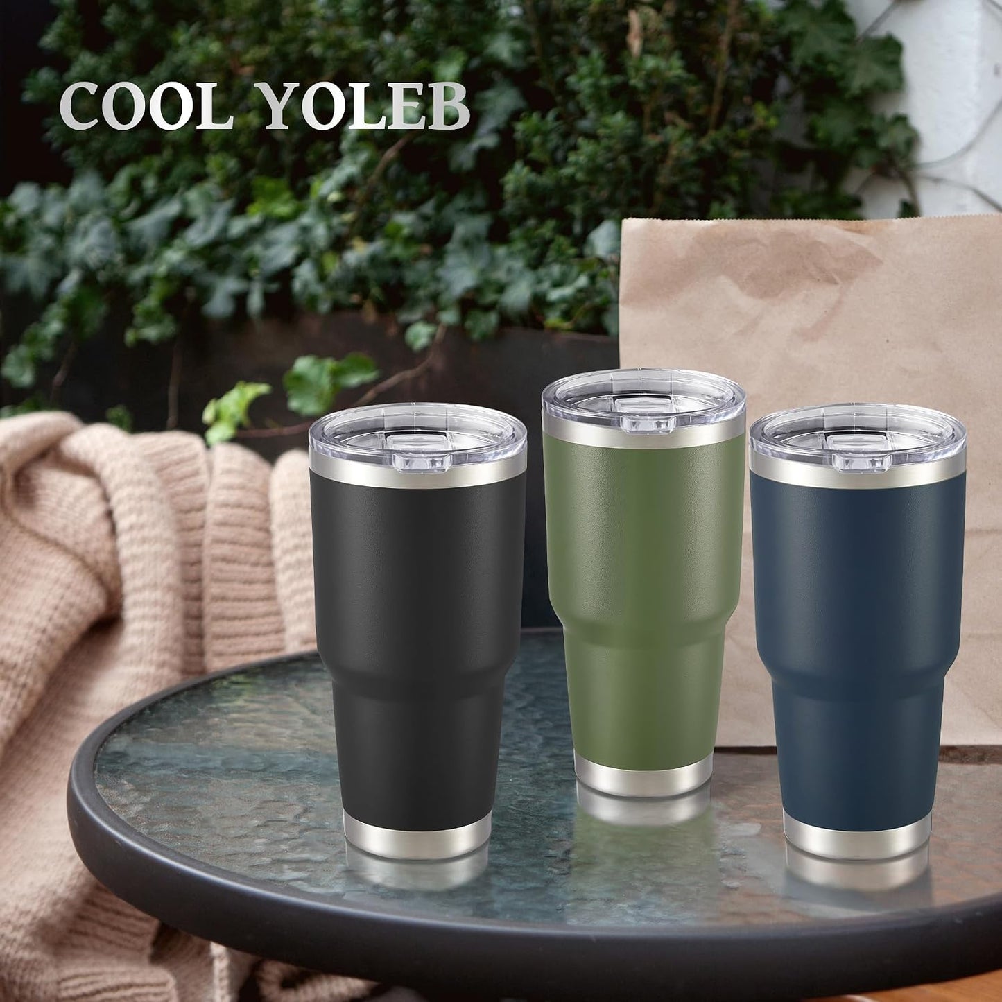 30 oz Tumbler with Lid Stainless Steel Tumblers, 1 Pack | Vacuum Insulated Cup, Leak Proof Lid, Powder Coated Travel Mug, Double Wall, Keep Cold Drinks for 12 Hours, Stainless