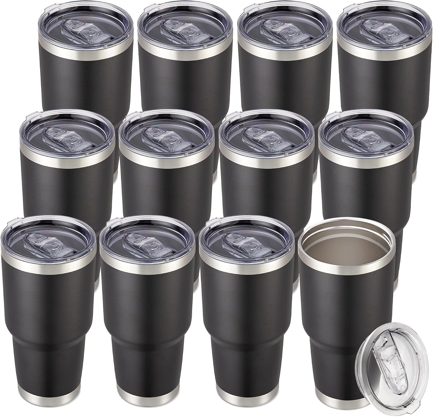 30 oz Tumbler with Lid Stainless Steel Tumblers, 1 Pack | Vacuum Insulated Cup, Leak Proof Lid, Powder Coated Travel Mug, Double Wall, Keep Cold Drinks for 12 Hours, Stainless