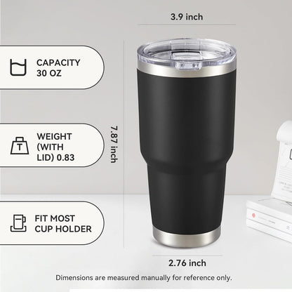 30 oz Tumbler with Lid Stainless Steel Tumblers, 1 Pack | Vacuum Insulated Cup, Leak Proof Lid, Powder Coated Travel Mug, Double Wall, Keep Cold Drinks for 12 Hours, Stainless