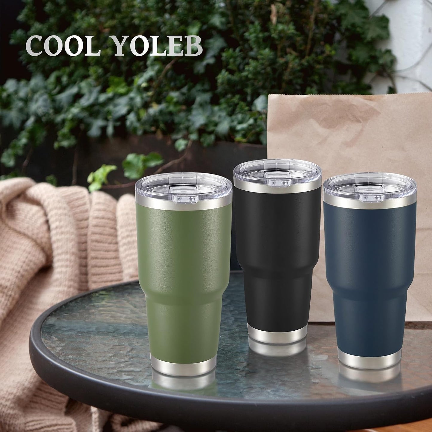 30 oz Tumbler with Lid Stainless Steel Tumblers, 1 Pack | Vacuum Insulated Cup, Leak Proof Lid, Powder Coated Travel Mug, Double Wall, Keep Cold Drinks for 12 Hours, Stainless