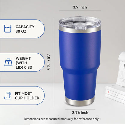 30 oz Tumbler with Lid Stainless Steel Tumblers, 1 Pack | Vacuum Insulated Cup, Leak Proof Lid, Powder Coated Travel Mug, Double Wall, Keep Cold Drinks for 12 Hours, Stainless