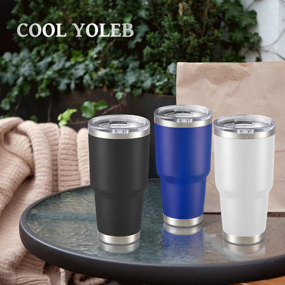 30 oz Tumbler with Lid Stainless Steel Tumblers, 1 Pack | Vacuum Insulated Cup, Leak Proof Lid, Powder Coated Travel Mug, Double Wall, Keep Cold Drinks for 12 Hours, Stainless