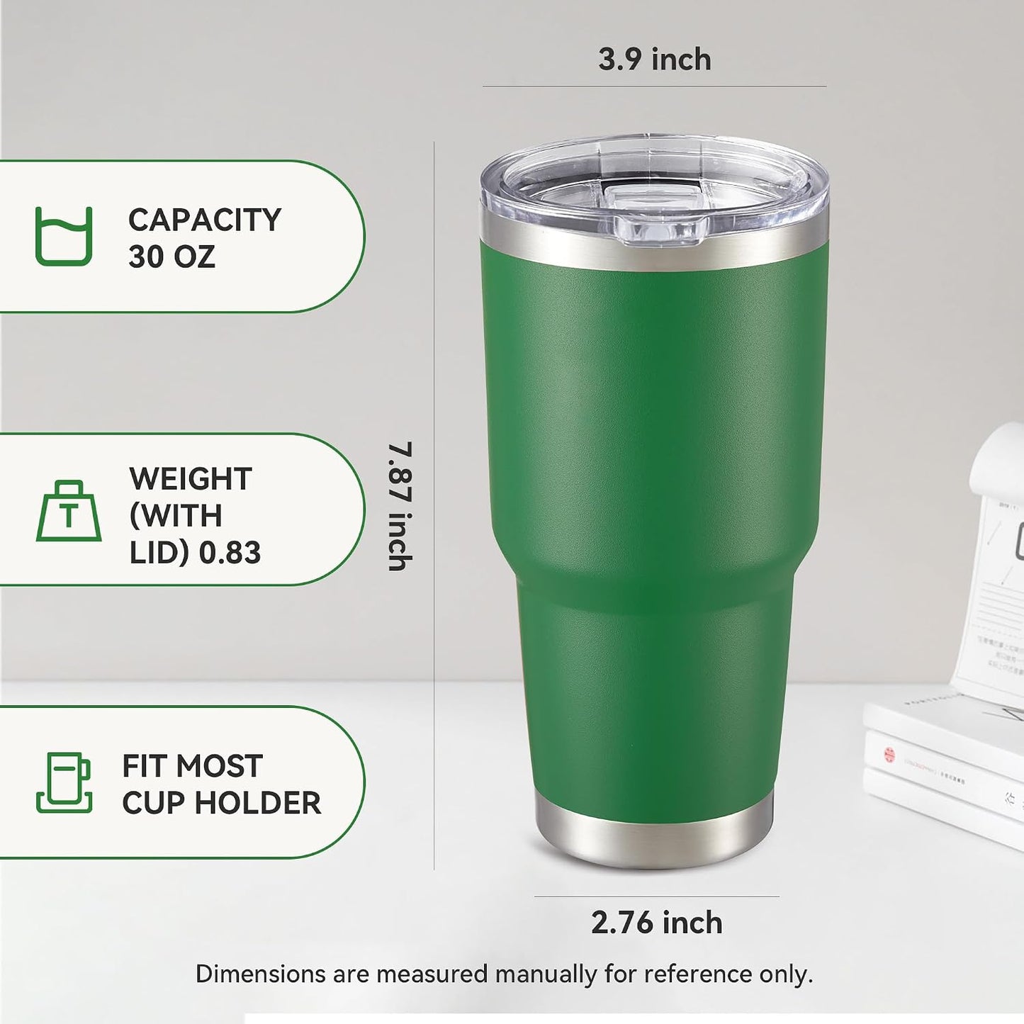 30 oz Tumbler with Lid Stainless Steel Tumblers, 1 Pack | Vacuum Insulated Cup, Leak Proof Lid, Powder Coated Travel Mug, Double Wall, Keep Cold Drinks for 12 Hours, Stainless