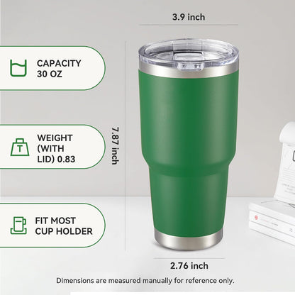 30 oz Tumbler with Lid Stainless Steel Tumblers, 1 Pack | Vacuum Insulated Cup, Leak Proof Lid, Powder Coated Travel Mug, Double Wall, Keep Cold Drinks for 12 Hours, Stainless