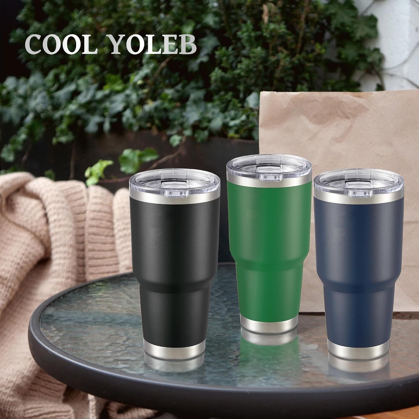 30 oz Tumbler with Lid Stainless Steel Tumblers, 1 Pack | Vacuum Insulated Cup, Leak Proof Lid, Powder Coated Travel Mug, Double Wall, Keep Cold Drinks for 12 Hours, Stainless
