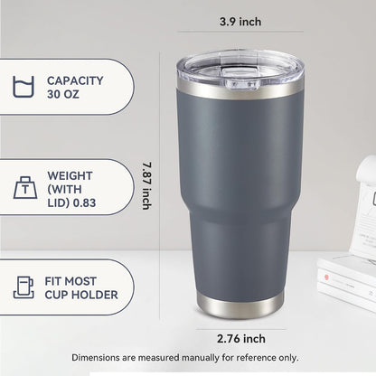 30 oz Tumbler with Lid Stainless Steel Tumblers, 1 Pack | Vacuum Insulated Cup, Leak Proof Lid, Powder Coated Travel Mug, Double Wall, Keep Cold Drinks for 12 Hours, Stainless