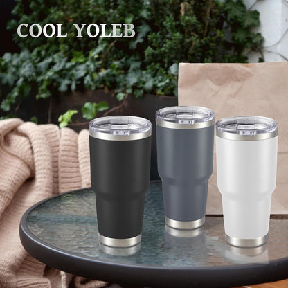 30 oz Tumbler with Lid Stainless Steel Tumblers, 1 Pack | Vacuum Insulated Cup, Leak Proof Lid, Powder Coated Travel Mug, Double Wall, Keep Cold Drinks for 12 Hours, Stainless