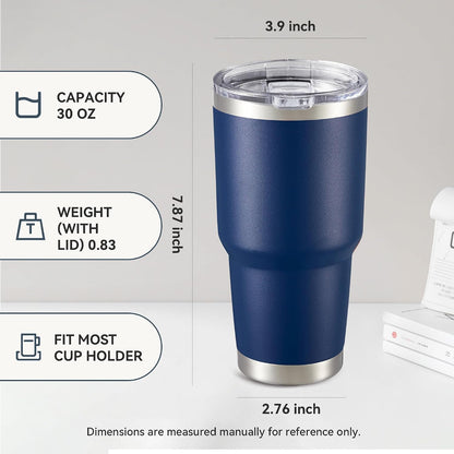 30 oz Tumbler with Lid Stainless Steel Tumblers, 1 Pack | Vacuum Insulated Cup, Leak Proof Lid, Powder Coated Travel Mug, Double Wall, Keep Cold Drinks for 12 Hours, Stainless