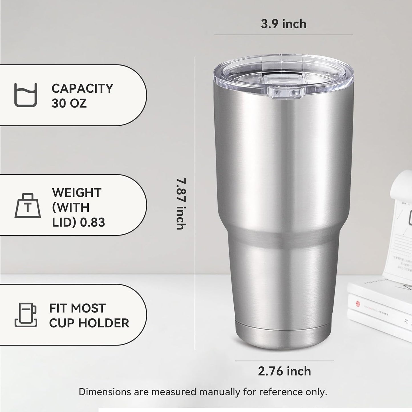30 oz Tumbler with Lid Stainless Steel Tumblers, 1 Pack | Vacuum Insulated Cup, Leak Proof Lid, Powder Coated Travel Mug, Double Wall, Keep Cold Drinks for 12 Hours, Stainless