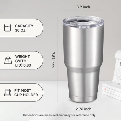 30 oz Tumbler with Lid Stainless Steel Tumblers, 1 Pack | Vacuum Insulated Cup, Leak Proof Lid, Powder Coated Travel Mug, Double Wall, Keep Cold Drinks for 12 Hours, Stainless