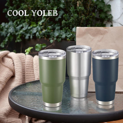 30 oz Tumbler with Lid Stainless Steel Tumblers, 1 Pack | Vacuum Insulated Cup, Leak Proof Lid, Powder Coated Travel Mug, Double Wall, Keep Cold Drinks for 12 Hours, Stainless