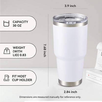 30 oz Tumbler with Lid Stainless Steel Tumblers, 1 Pack | Vacuum Insulated Cup, Leak Proof Lid, Powder Coated Travel Mug, Double Wall, Keep Cold Drinks for 12 Hours, Stainless