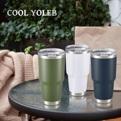 30 oz Tumbler with Lid Stainless Steel Tumblers, 1 Pack | Vacuum Insulated Cup, Leak Proof Lid, Powder Coated Travel Mug, Double Wall, Keep Cold Drinks for 12 Hours, Stainless