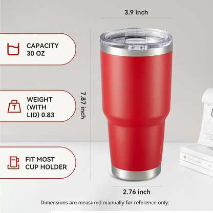 30 oz Tumbler with Lid Stainless Steel Tumblers, 1 Pack | Vacuum Insulated Cup, Leak Proof Lid, Powder Coated Travel Mug, Double Wall, Keep Cold Drinks for 12 Hours, Stainless