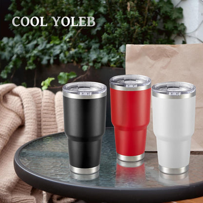 30 oz Tumbler with Lid Stainless Steel Tumblers, 1 Pack | Vacuum Insulated Cup, Leak Proof Lid, Powder Coated Travel Mug, Double Wall, Keep Cold Drinks for 12 Hours, Stainless