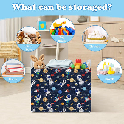 Rectangular Storage Basket Kids Collapsible Organizer Bin with Handles
