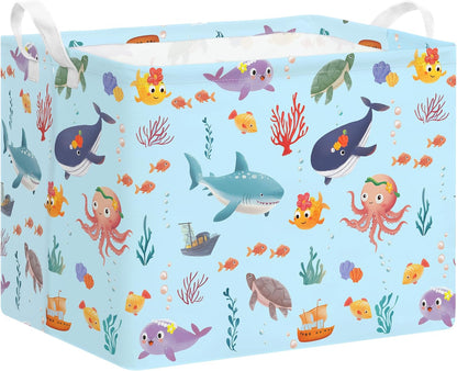 Rectangular Storage Basket Kids Collapsible Organizer Bin with Handles