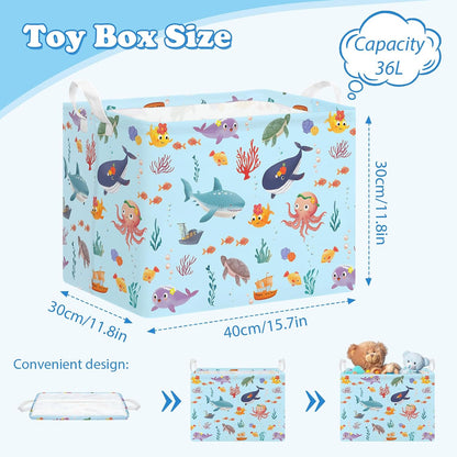 Rectangular Storage Basket Kids Collapsible Organizer Bin with Handles