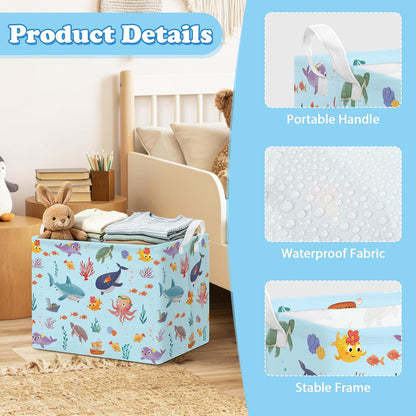 Rectangular Storage Basket Kids Collapsible Organizer Bin with Handles