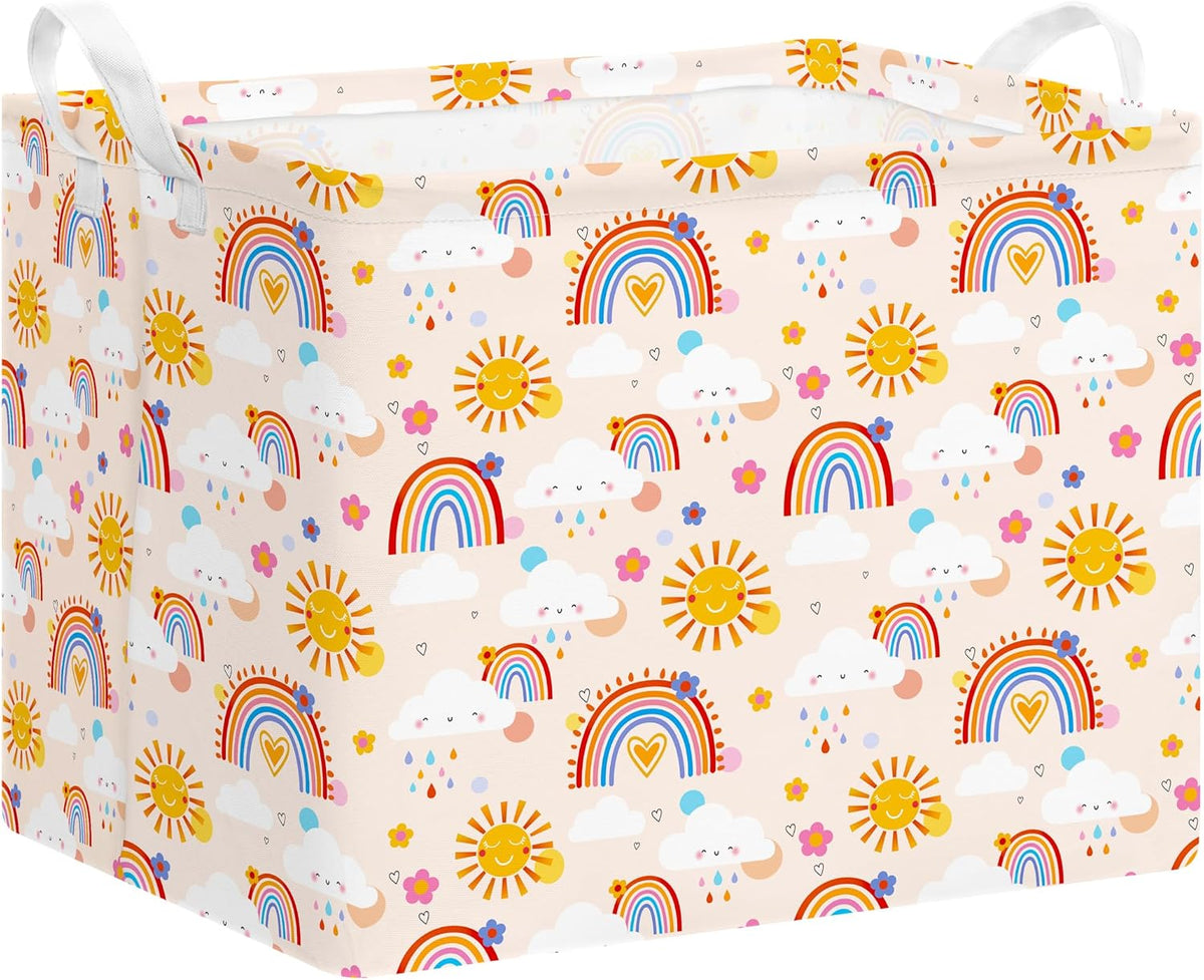 Rectangular Storage Basket Kids Collapsible Organizer Bin with Handles