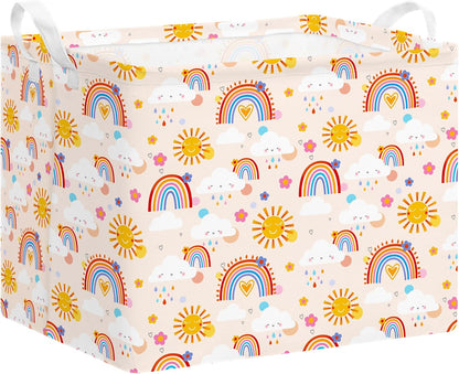 Rectangular Storage Basket Kids Collapsible Organizer Bin with Handles