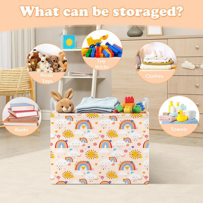Rectangular Storage Basket Kids Collapsible Organizer Bin with Handles