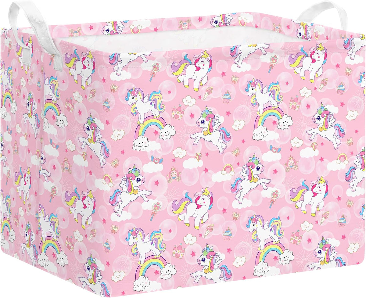 Rectangular Storage Basket Kids Collapsible Organizer Bin with Handles