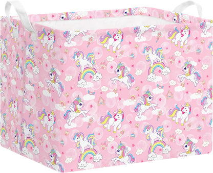 Rectangular Storage Basket Kids Collapsible Organizer Bin with Handles