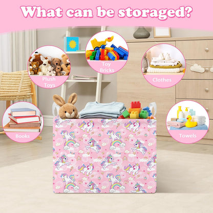 Rectangular Storage Basket Kids Collapsible Organizer Bin with Handles