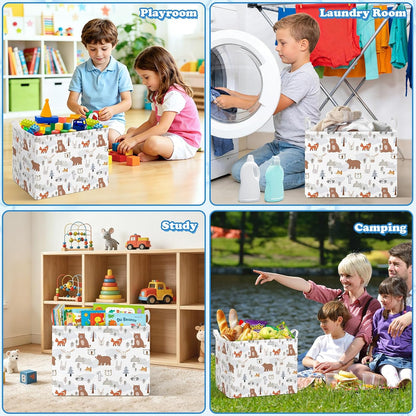 Rectangular Storage Basket Kids Collapsible Organizer Bin with Handles