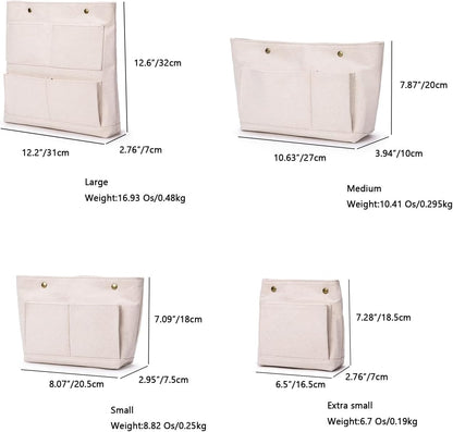 Lightweight Handbag Organizers Insert with Multiple Pockets - Handbag Organizer for Storage and Organization, Cosmetic Bag, Cotton Canvas （XS, Beige）