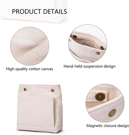 Lightweight Handbag Organizers Insert with Multiple Pockets - Handbag Organizer for Storage and Organization, Cosmetic Bag, Cotton Canvas （XS, Beige）