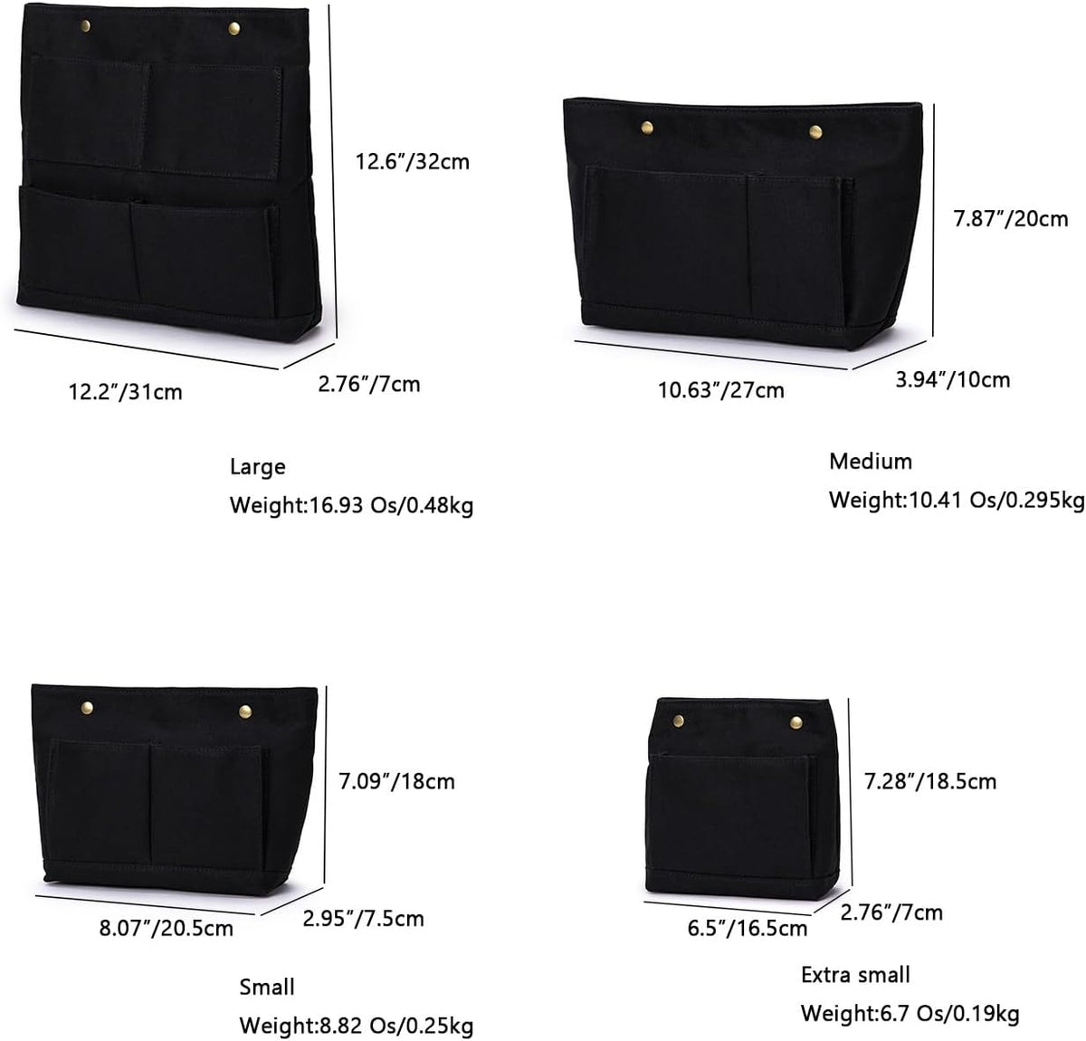Lightweight Handbag Organizers Insert with Multiple Pockets - Handbag Organizer for Storage and Organization, Cosmetic Bag, Cotton Canvas （XS, Beige）