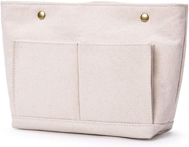 Lightweight Handbag Organizers Insert with Multiple Pockets - Handbag Organizer for Storage and Organization, Cosmetic Bag, Cotton Canvas （XS, Beige）